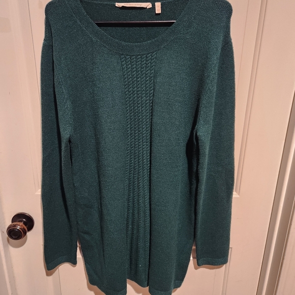 Soft Surroundings Green Chunky Pullover Sweater Holiday Christmas Large - Picture 3 of 7
